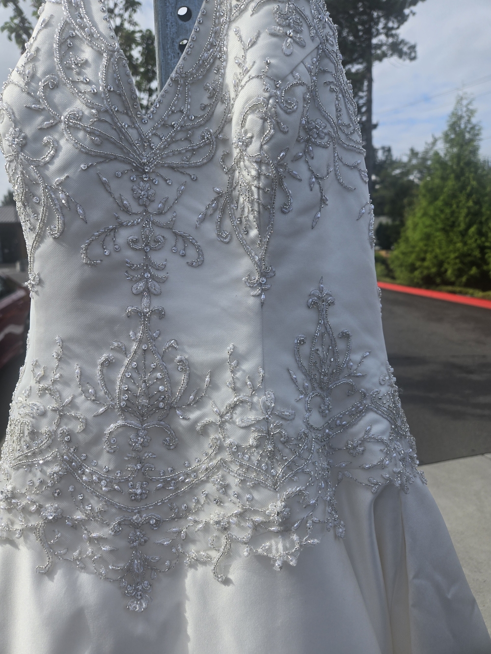 Allure Bridal Halter Top Elegant White Wedding Dress with Beaded Bodice - Picture 2 of 11
